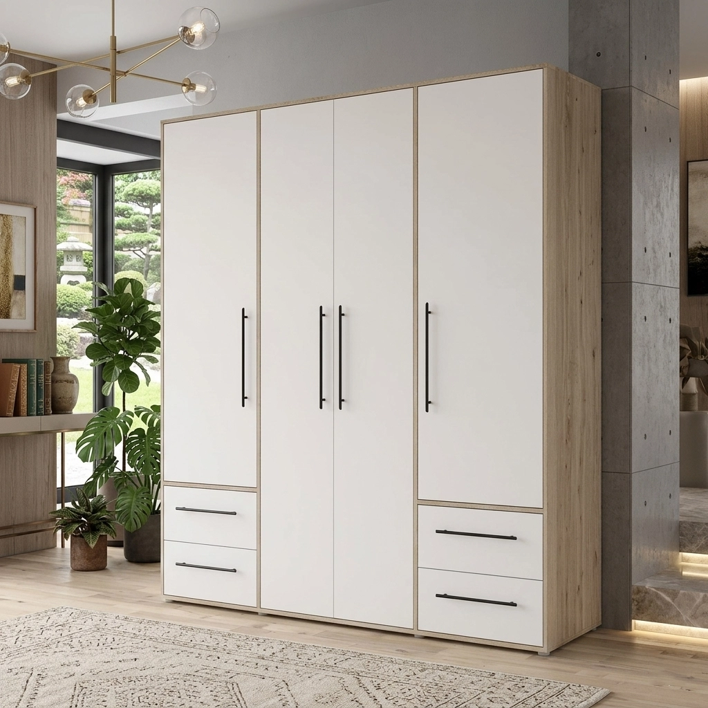 4 Door wardrobe design in Dubai for bedroom