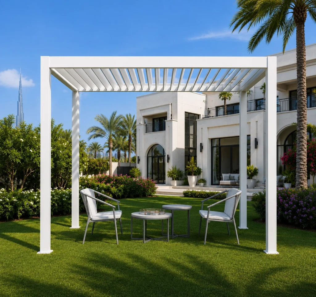 Custom aluminium pergola designs Dubai