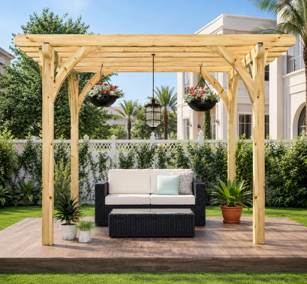 Custom wooden pergola designs Dubai