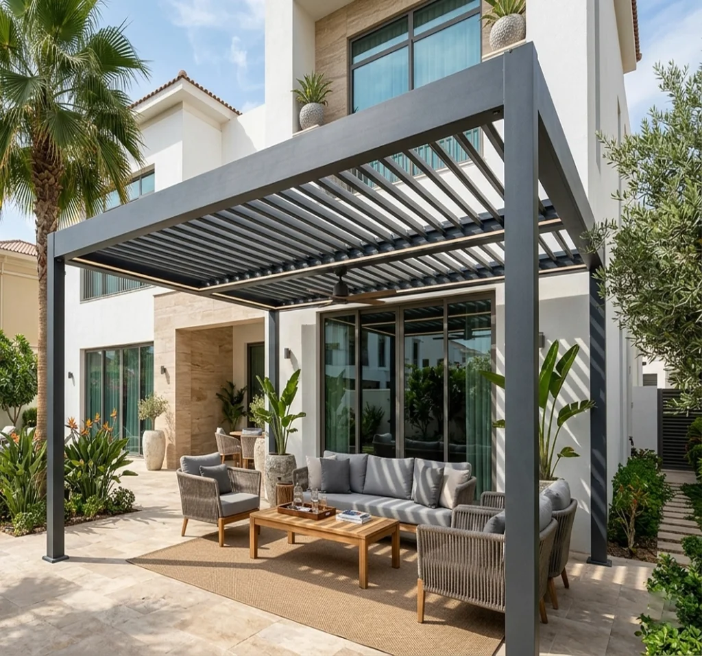 aluminum louvered pergola in Dubai