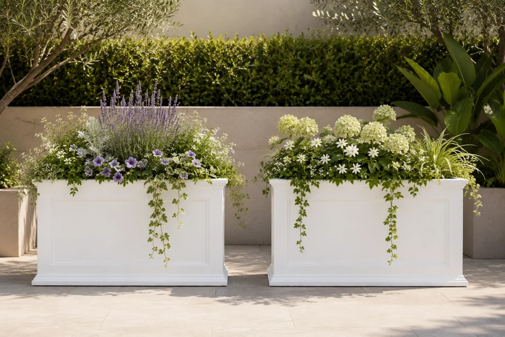 Outdoor Planter Boxes White color
