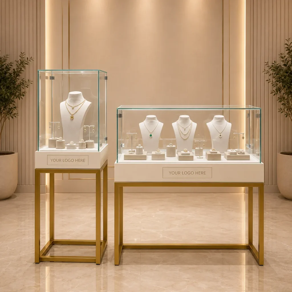 Golden Metallic Jewelry Showcases