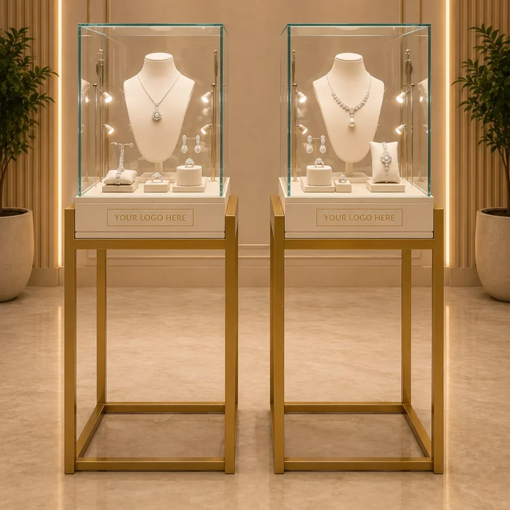 Tall Golden Metallic Jewelry Display