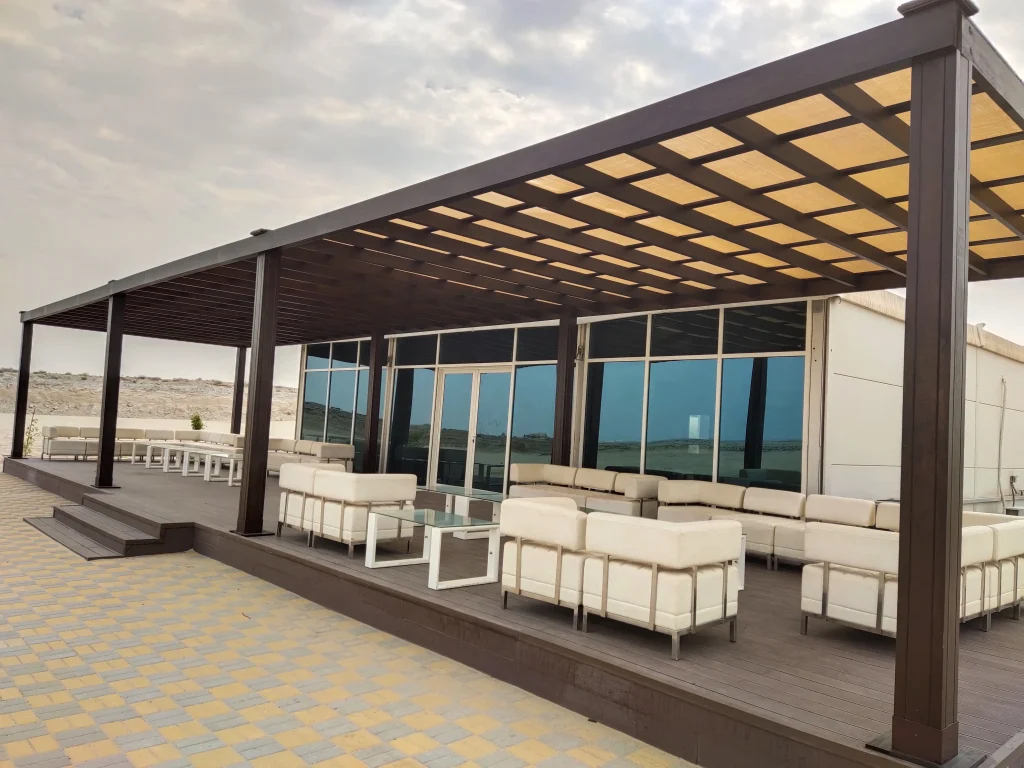 Wooden Pergola with rebrick Abu Dhabi