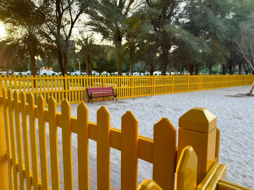 Yellow Wooden Fencing Project at JVC Park area