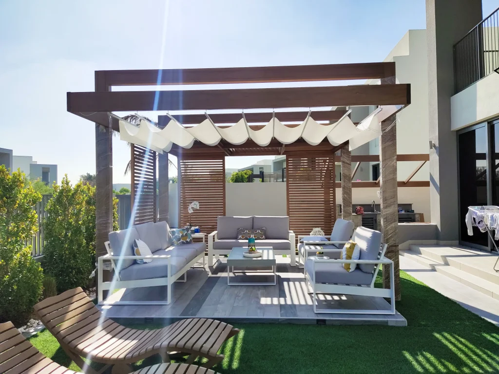 retractable pergola at Dubai Hills